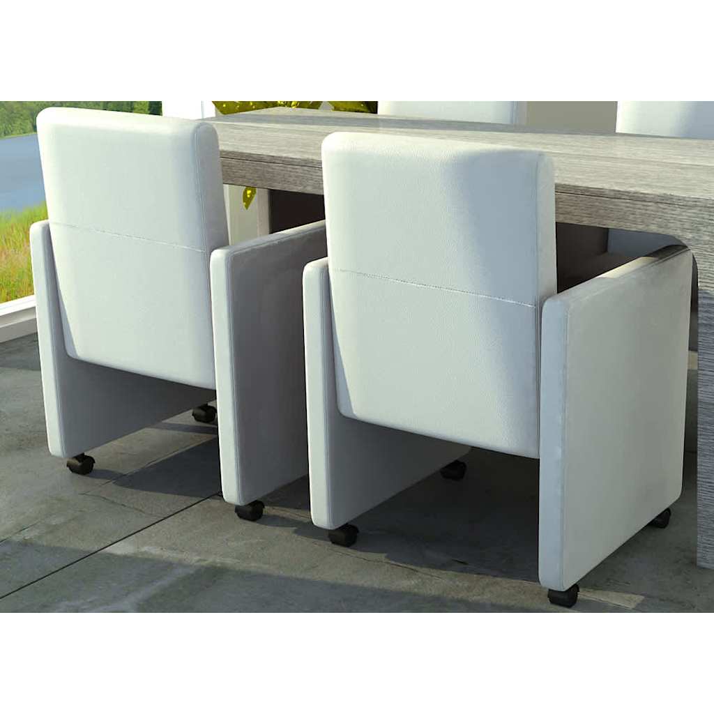 Vidaxl eetkamerstoelen 2 st kunstleer wit