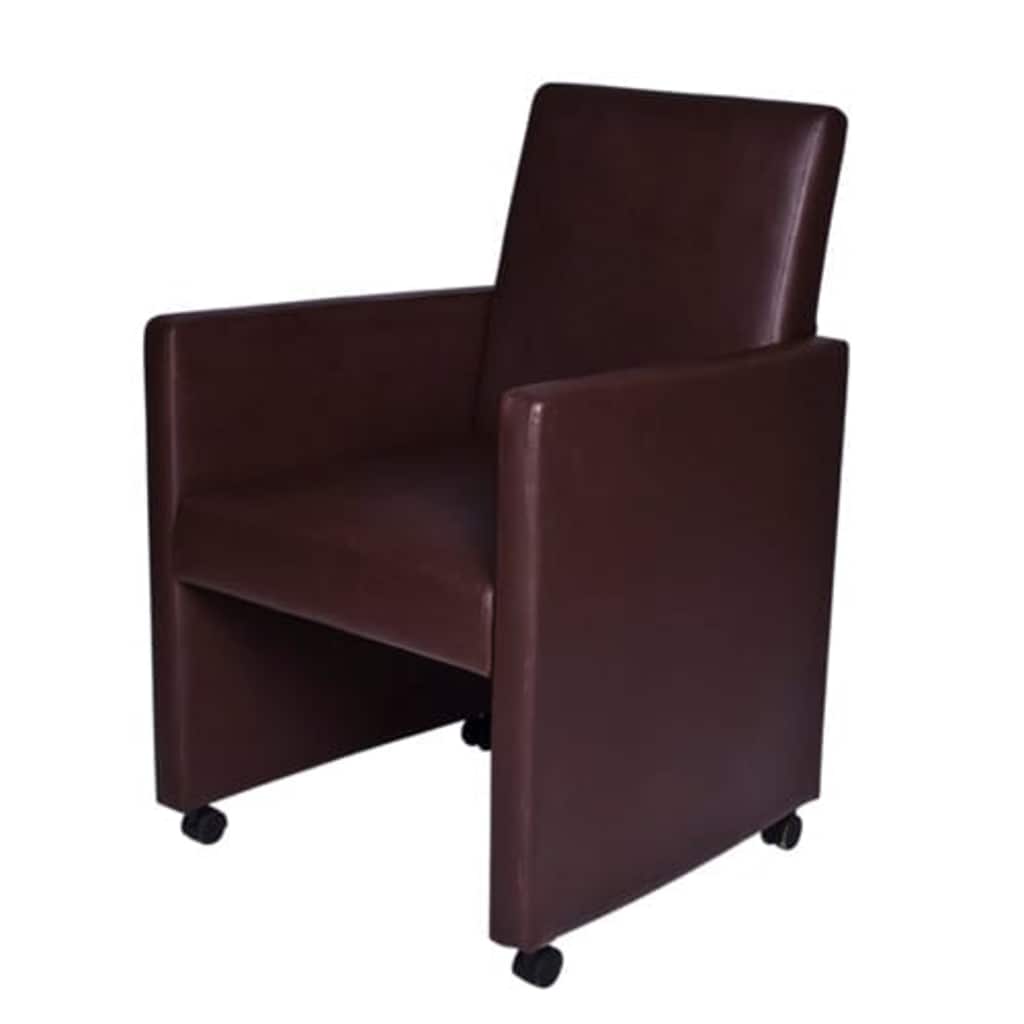 Vidaxl eetkamerstoelen 2 st kunstleer bruin
