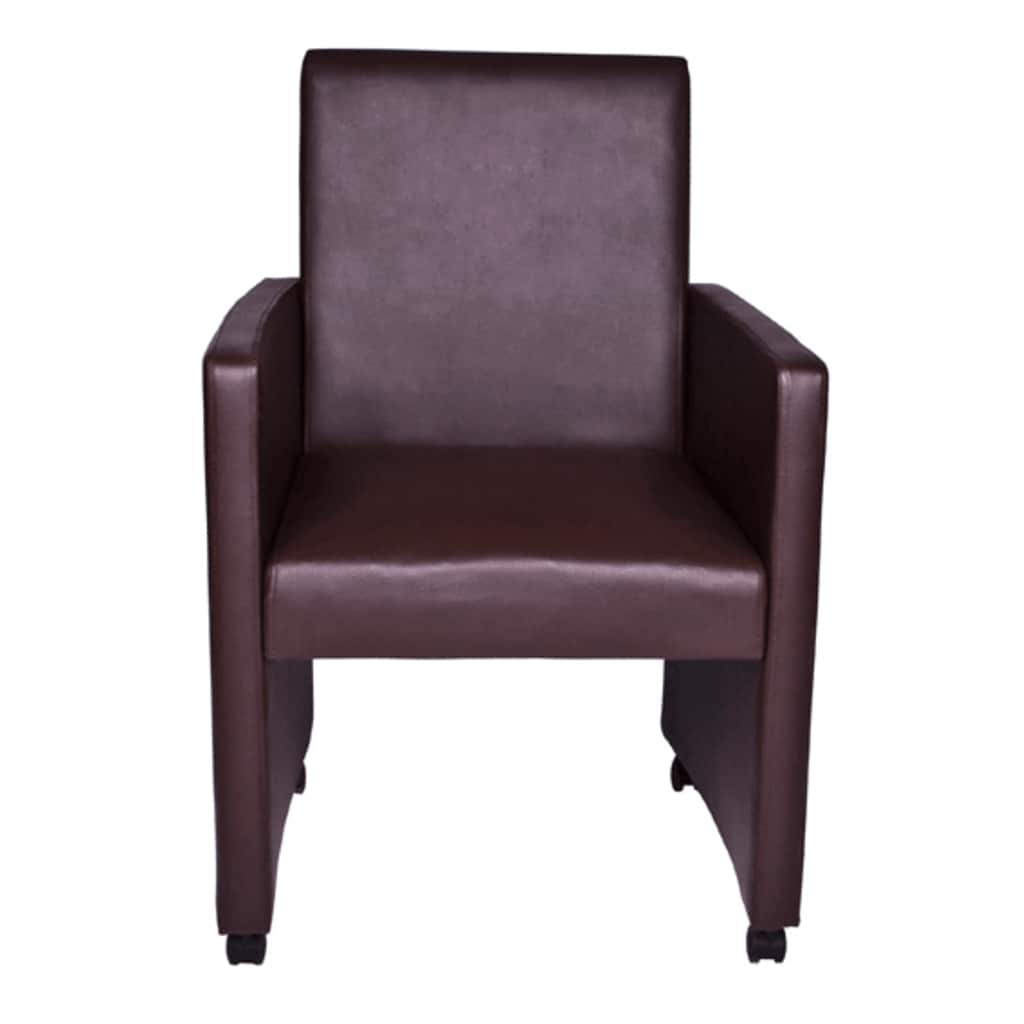 Vidaxl eetkamerstoelen 2 st kunstleer bruin