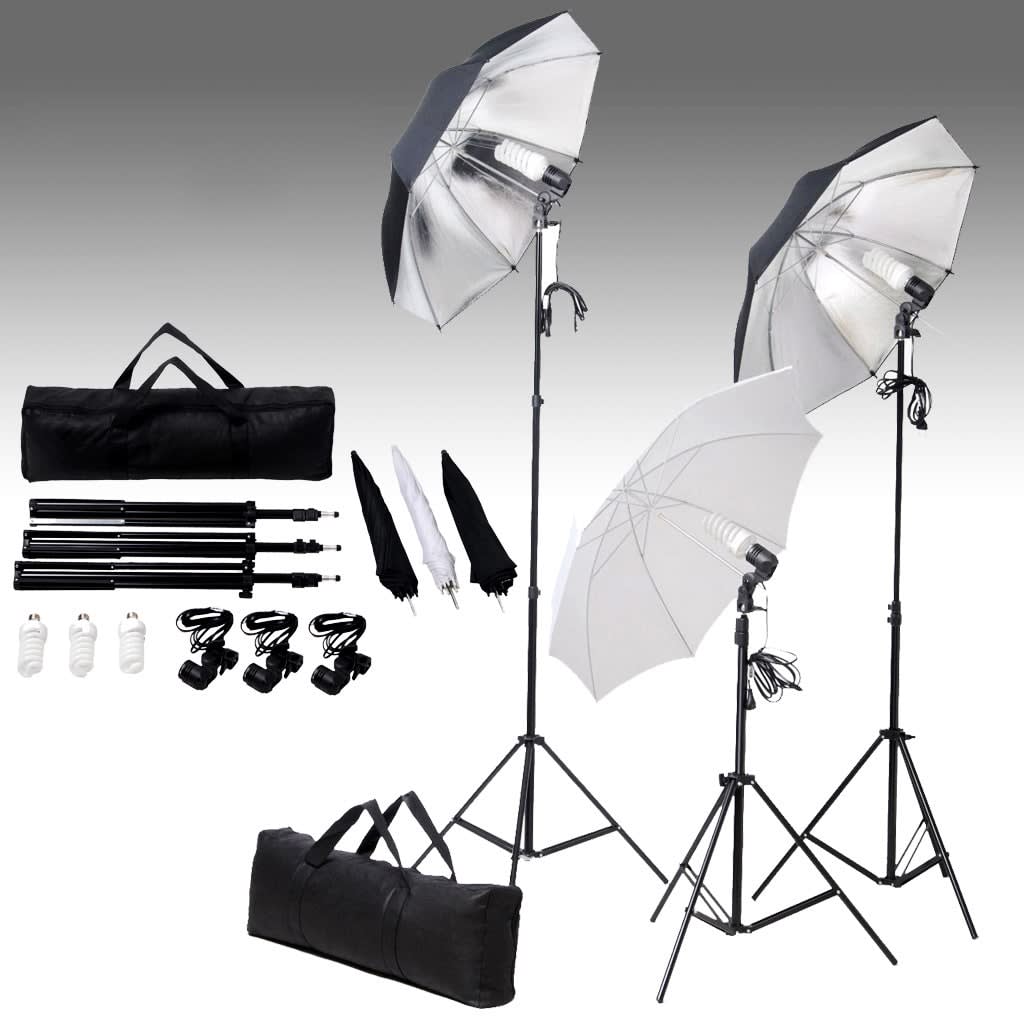 Vidaxl Studio Lighting Set 24 vata, vključno s stojali in dežniki