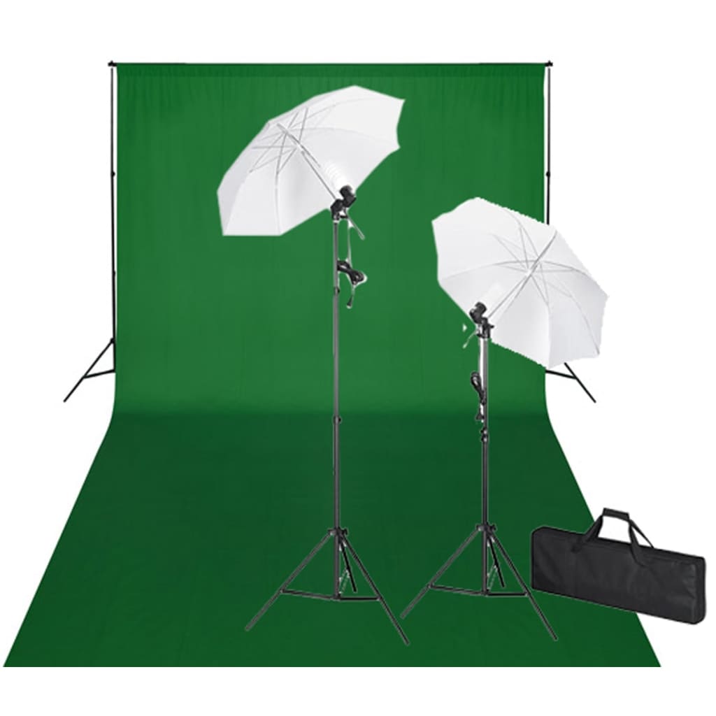 Vidaxl Studio Set mit grüner Hintergrund und Lampen 600x300 cm