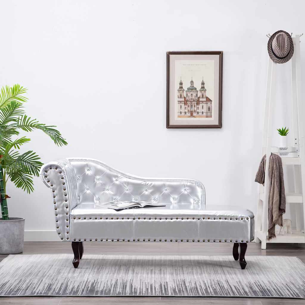 Vidaxl chaise longue kunstleer zilverkleurig