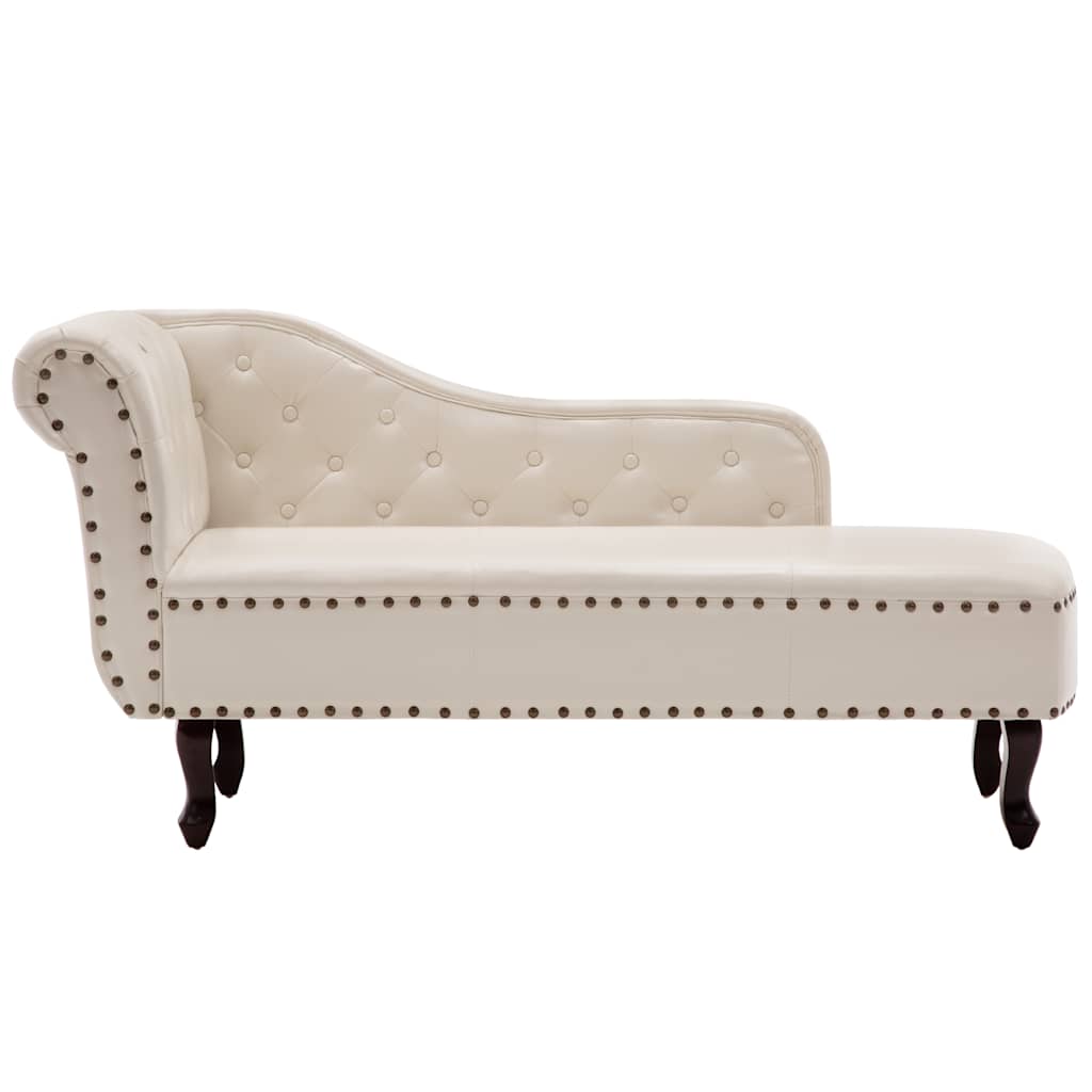 Vidaxl chaise longue kunstleer crèmewit