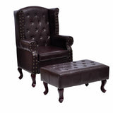 Vidaxl fauteuil met voetenbankje kunstleer donkerbruin