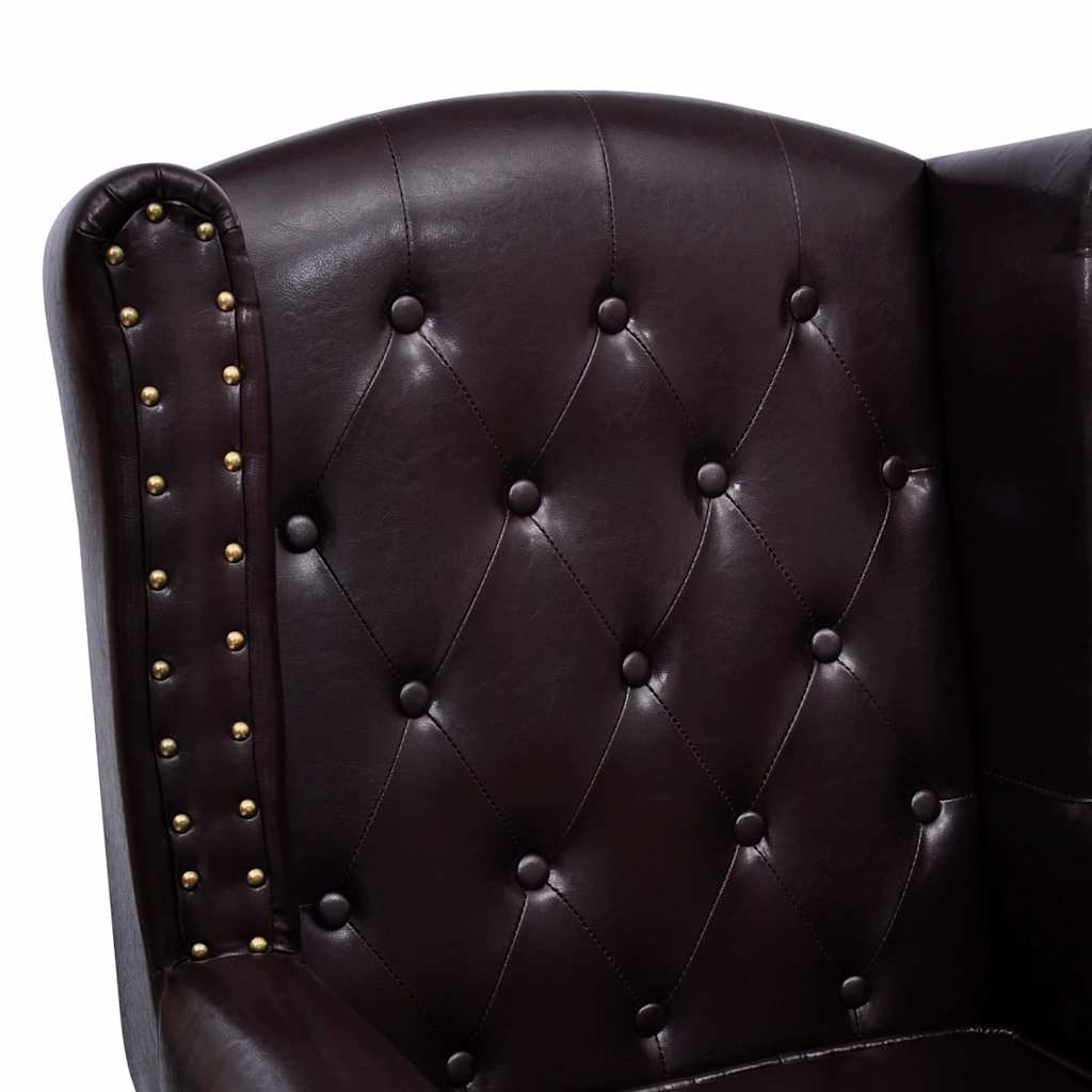 Vidaxl fauteuil met voetenbankje kunstleer donkerbruin