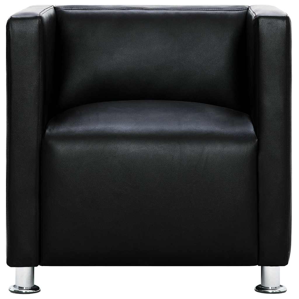 Vidaxl fauteuil kubus kunstleer zwart