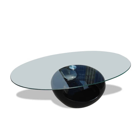 Vidaxl salontafel met ovale glazen tafelblad hoogglans zwart