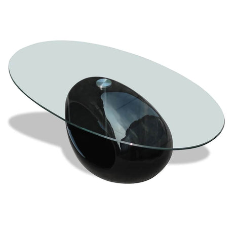 Vidaxl salontafel met ovale glazen tafelblad hoogglans zwart