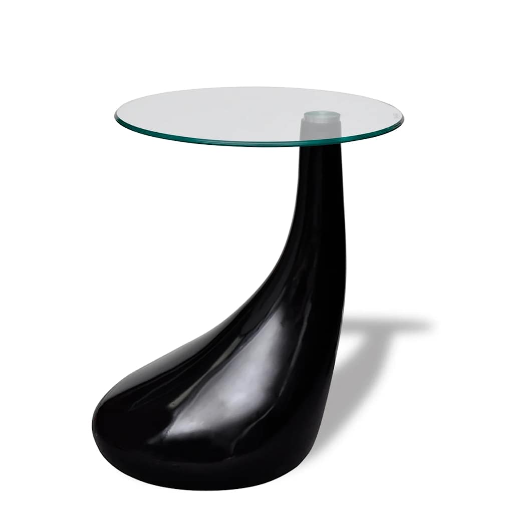 Vidaxl salontafel met rond glazen tafelblad hoogglans zwart