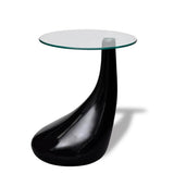 Vidaxl salontafel met rond glazen tafelblad hoogglans zwart