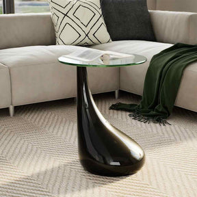 Vidaxl salontafel met rond glazen tafelblad hoogglans zwart