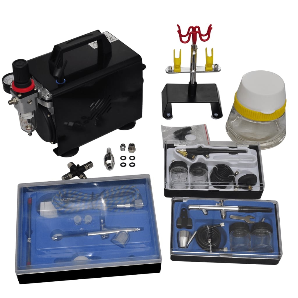 Vidaxl Airbrush Compressor Set med 3 pistoler