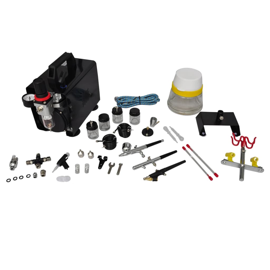 Vidaxl Airbrush Compressor Set med 3 pistoler