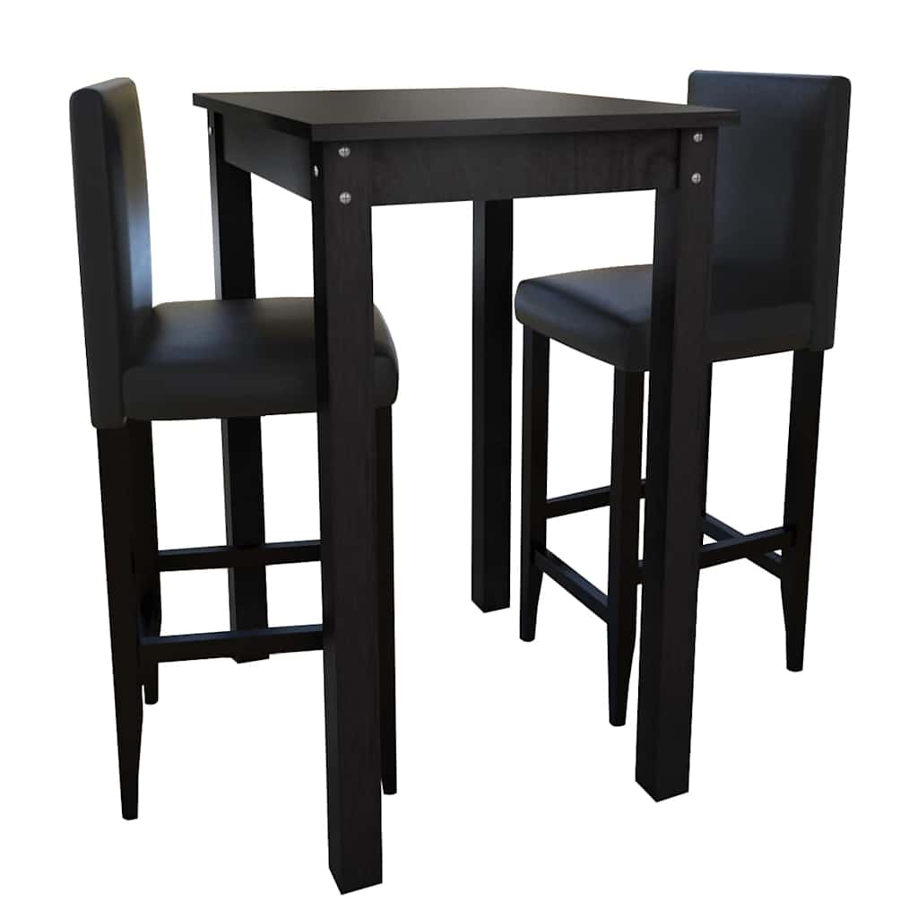 Vidaxl bartafel met 2 barkrukken zwart