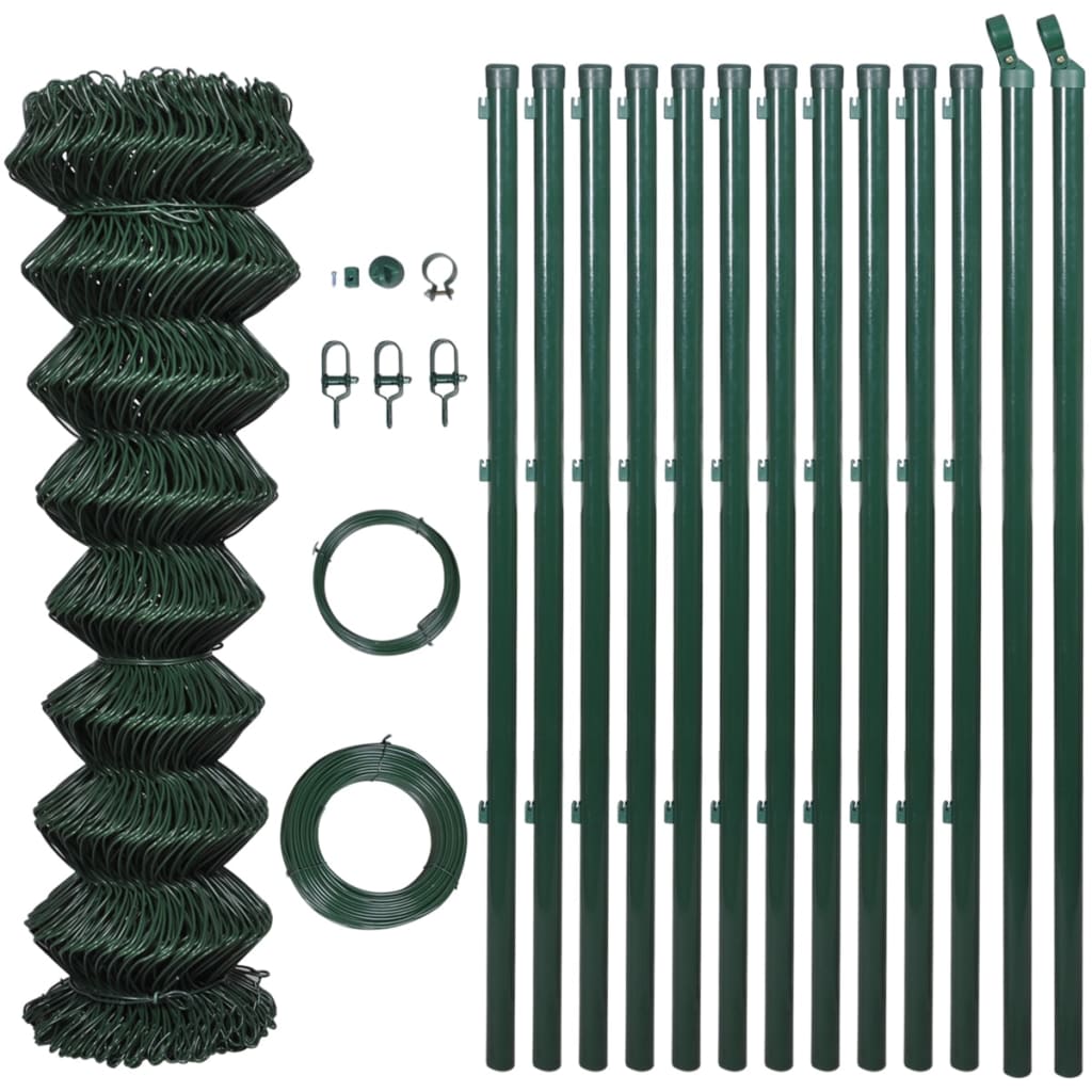 Vidaxl Mesh cerca con postes 1x15 m de acero verde