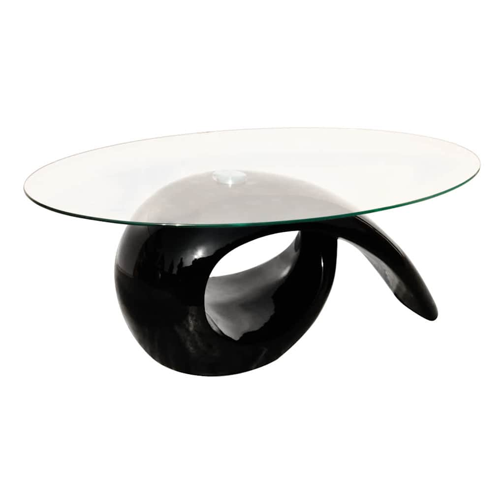 Vidaxl salontafel met ovaal glazen tafelblad hoogglans zwart
