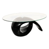 Vidaxl salontafel met ovaal glazen tafelblad hoogglans zwart