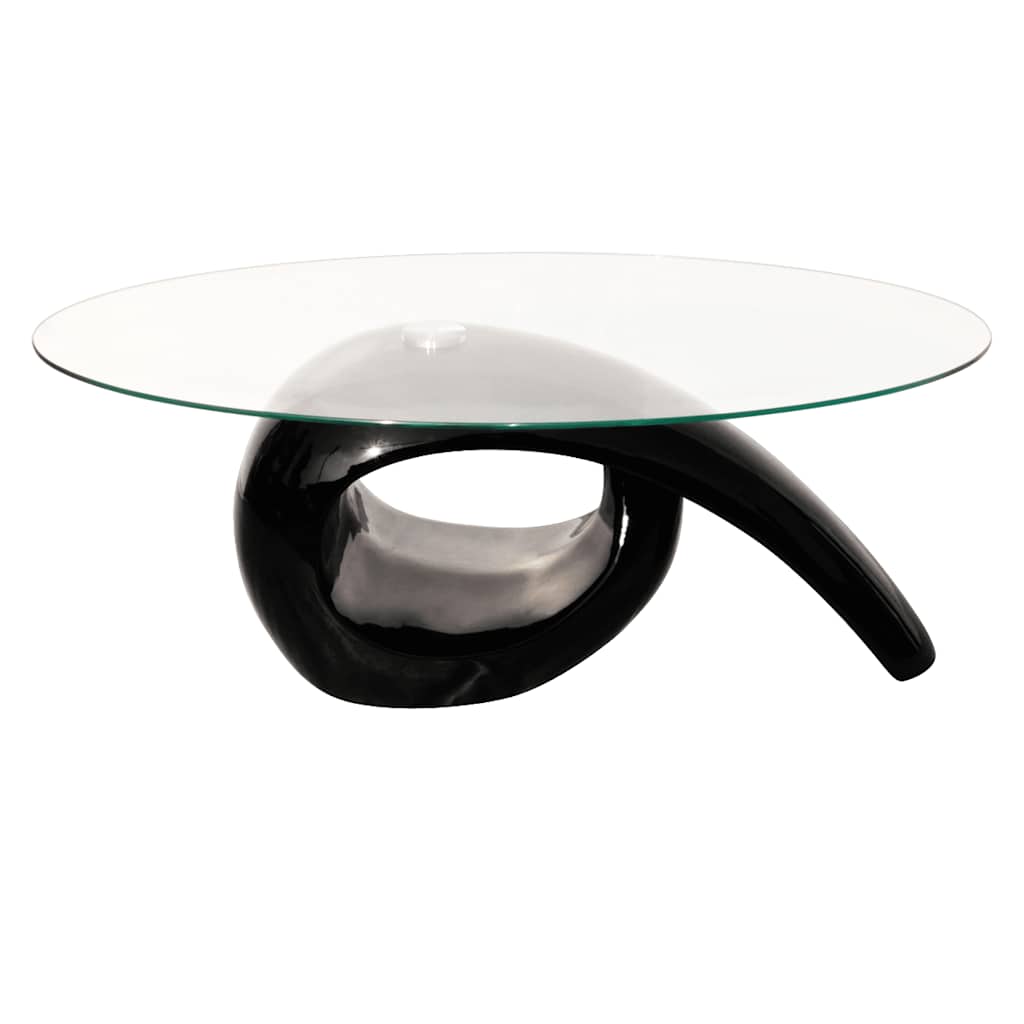 Vidaxl salontafel met ovaal glazen tafelblad hoogglans zwart