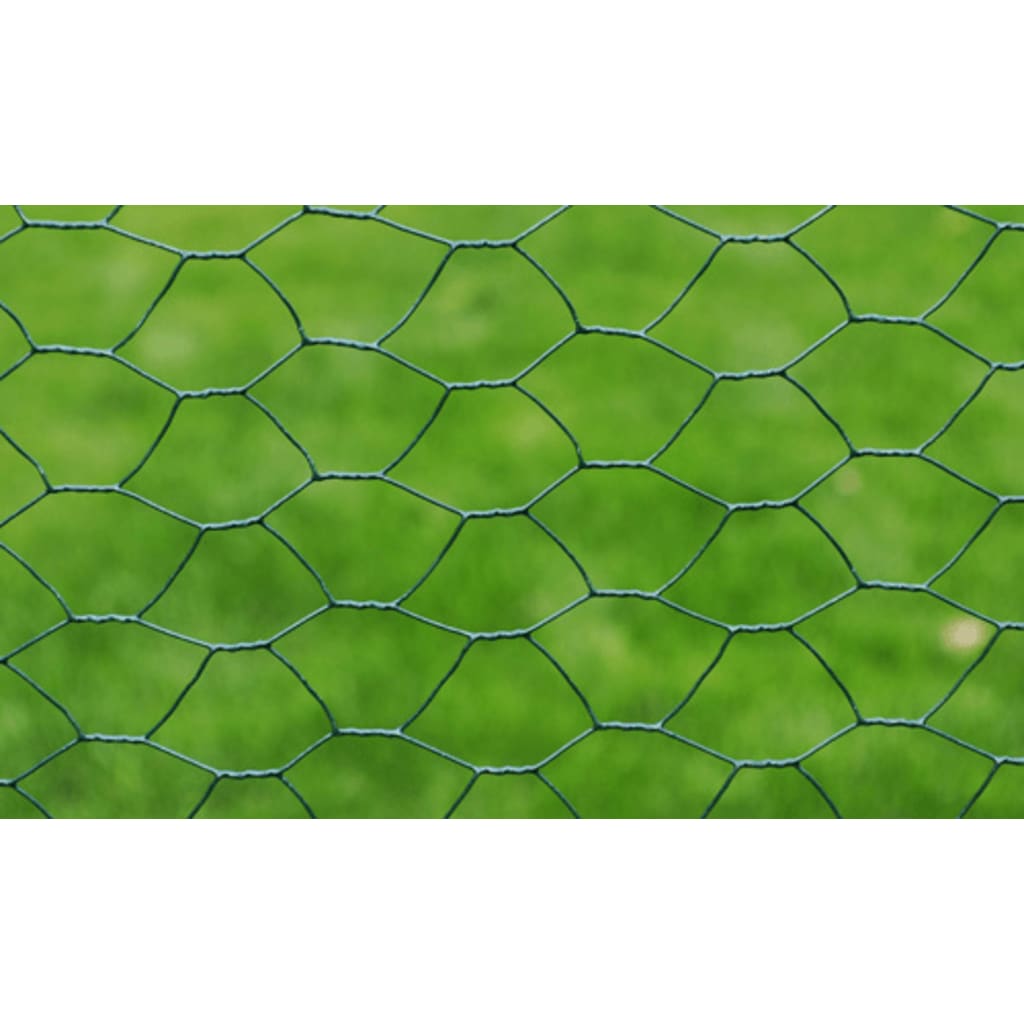 Piščančja žica Vidaxl 25x0,5 m s PVC prevleko zeleno