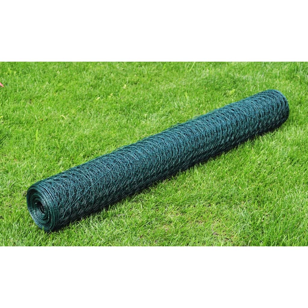 Vidaxl Poulet Fil 25x0,5 m avec revêtement en PVC vert