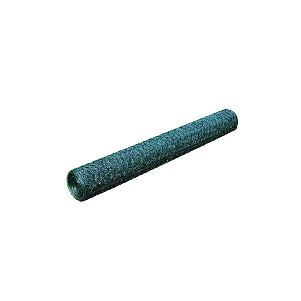 Alambre de pollo Vidaxl 25x0.5 m con recubrimiento de PVC verde