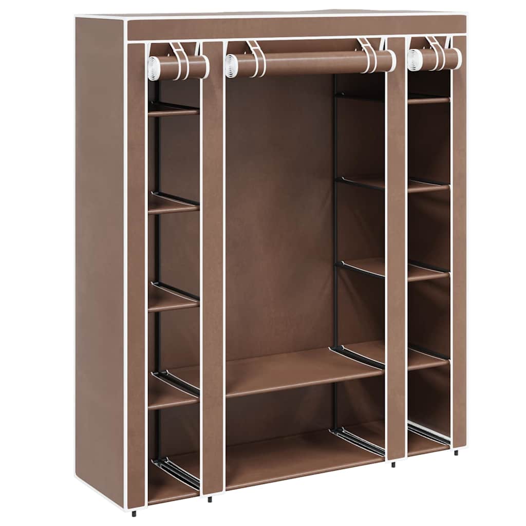 Vidaxl kledingkast met vakken en stangen 45x150x176 cm stof bruin