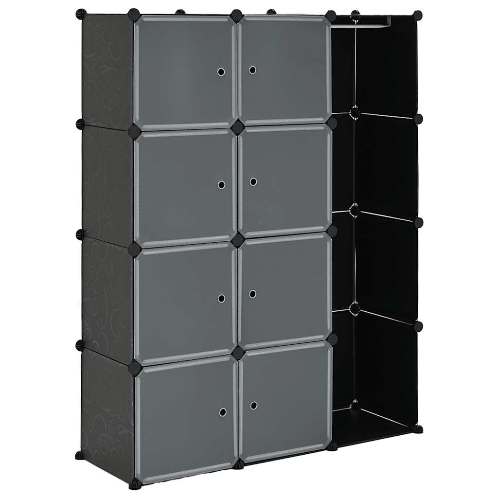Vidaxl kast met 9 vakken modulair 109x36,5x143 cm zwart en wit
