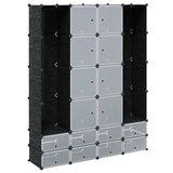 Vidaxl kast modulair met 18 vakken 37x146x180,5 cm zwart en wit