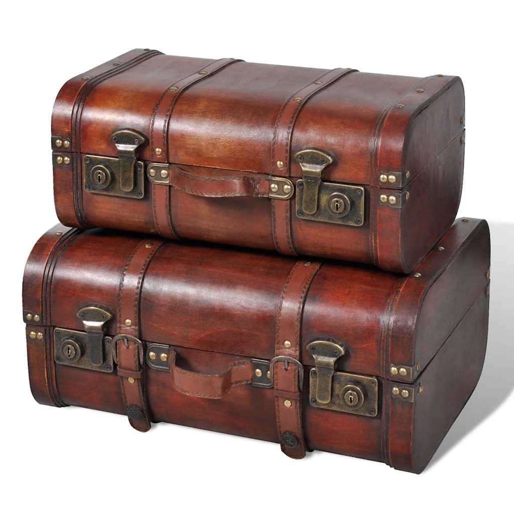 Vidaxl schatkisten 2 st vintage-stijl hout bruin
