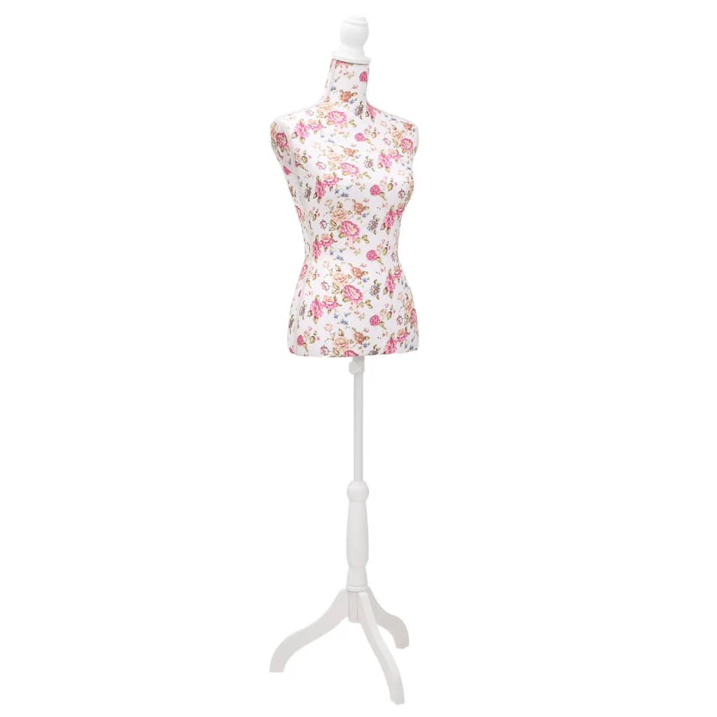 Vidaxl Estalage doll Torso woman cotton white with rose print