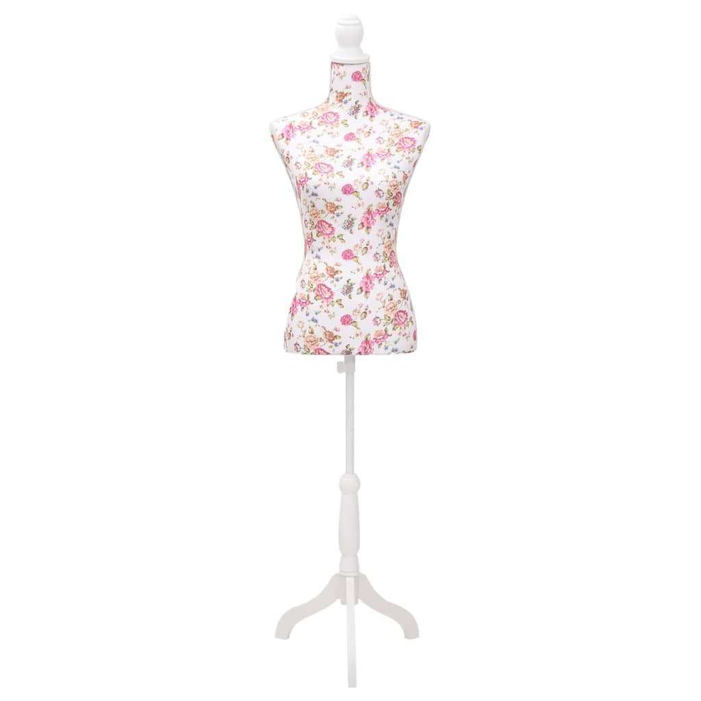 Vidaxl Estalage Doll Torso Woman Cotton White med Rose Print