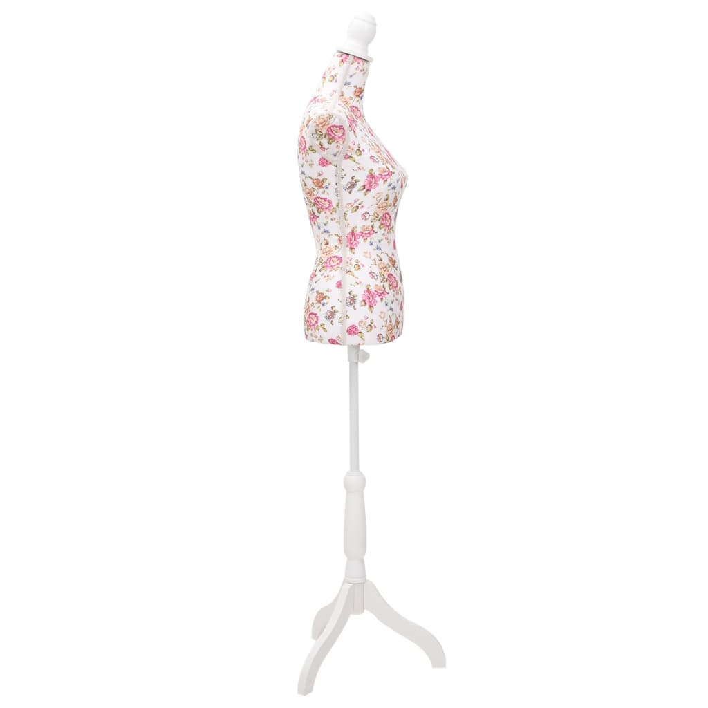 Vidaxl Estalage Doll Torso Mujer Algodón Blanco con estampado de rosas