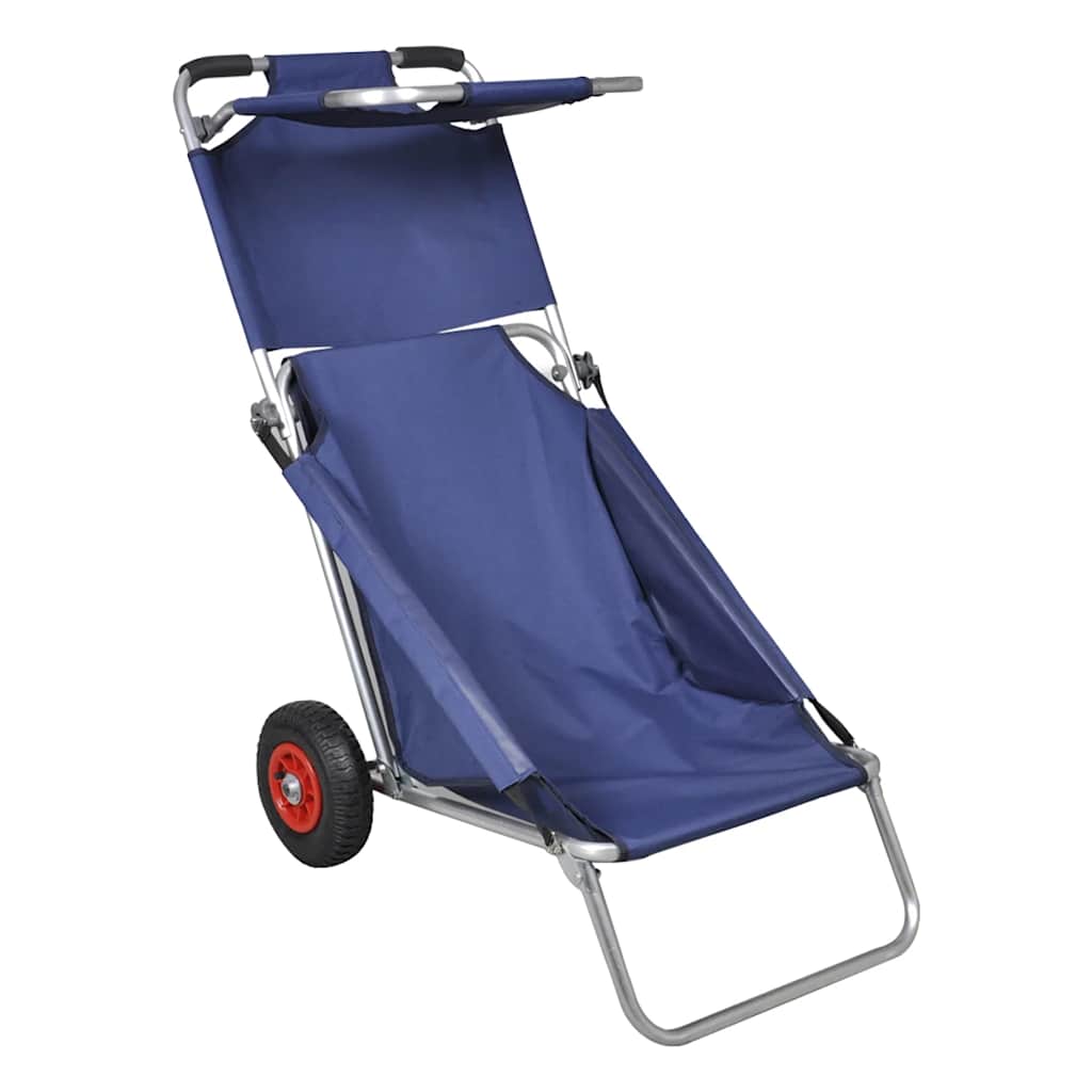Vidaxl strandtrolley met wielen draagbaar en inklapbaar blauw