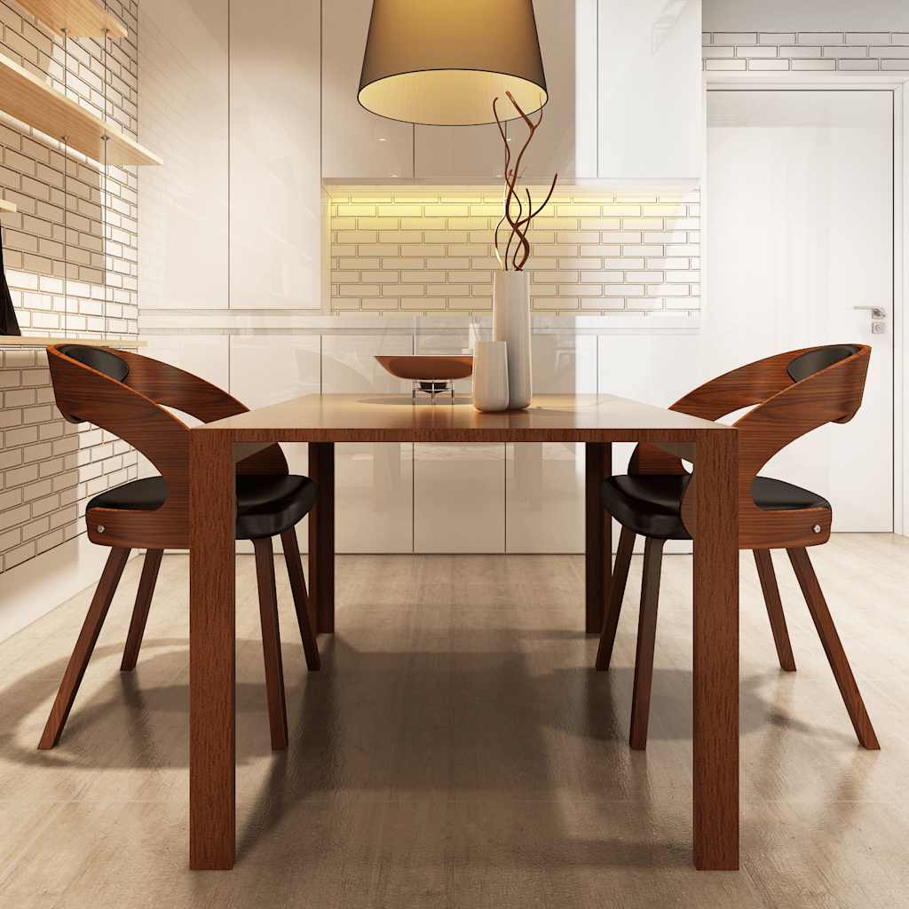 Vidaxl eetkamerstoelen 2 st kunstleer bruin