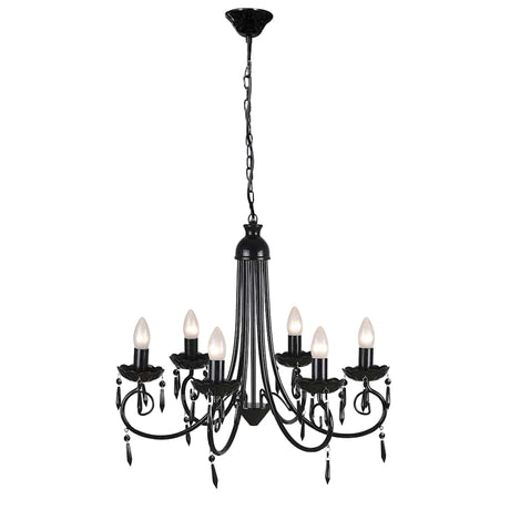 Vidaxl plafondlamp kroonluchter 6 lampjes zwart