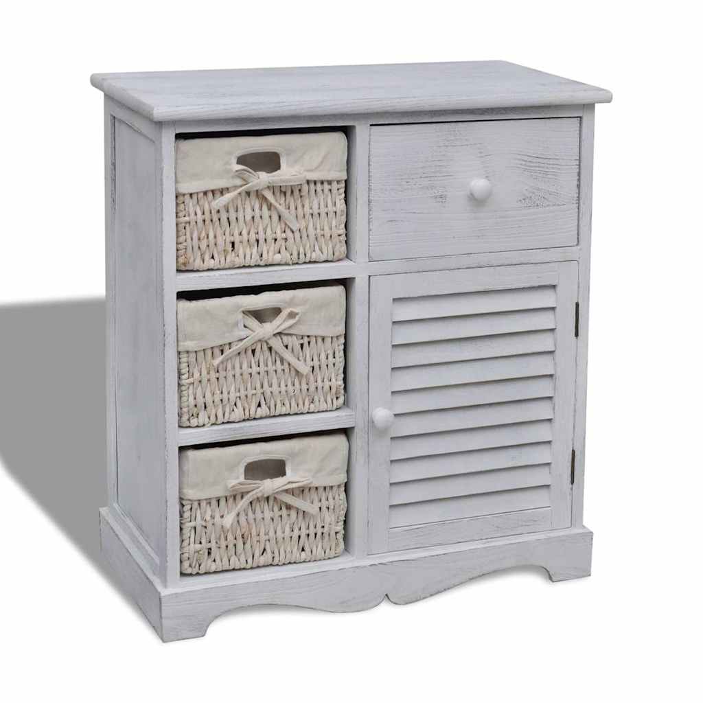 Vidaxl kast met links 3 weefmanden hout wit