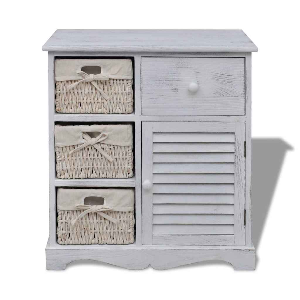 Vidaxl kast met links 3 weefmanden hout wit