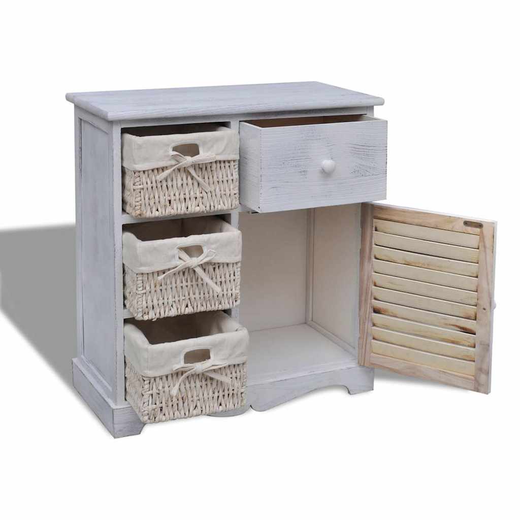 Vidaxl kast met links 3 weefmanden hout wit