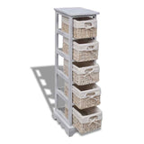 Vidaxl opbergrek met 5 weefmanden hout wit