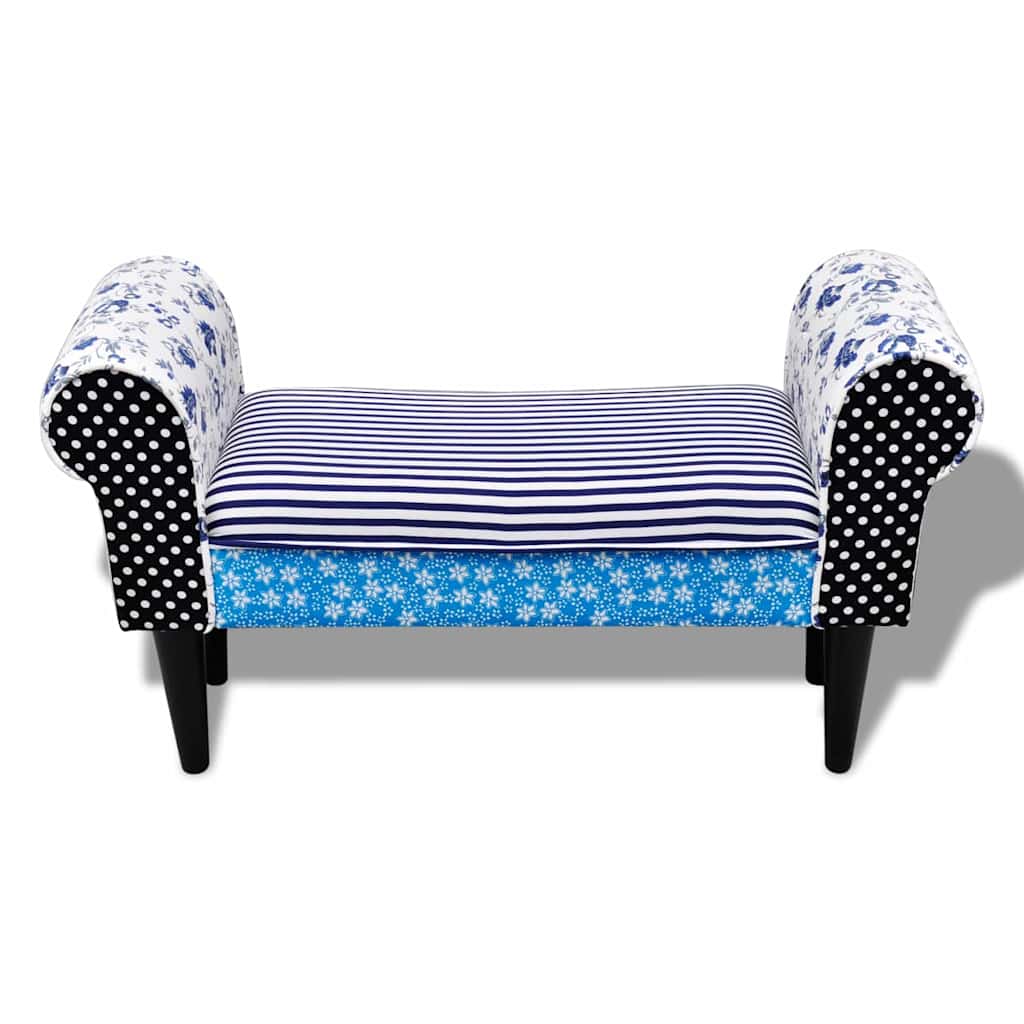 Vidaxl bankje patchwork blauw en wit