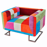 Vidaxl fauteuil met patchwork ontwerp en verchroomde poten kubus stof