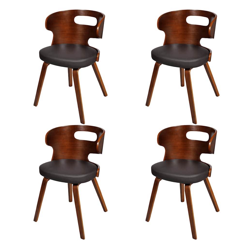 Vidaxl eetkamerstoelen 4 st gebogen hout en kunstleer bruin