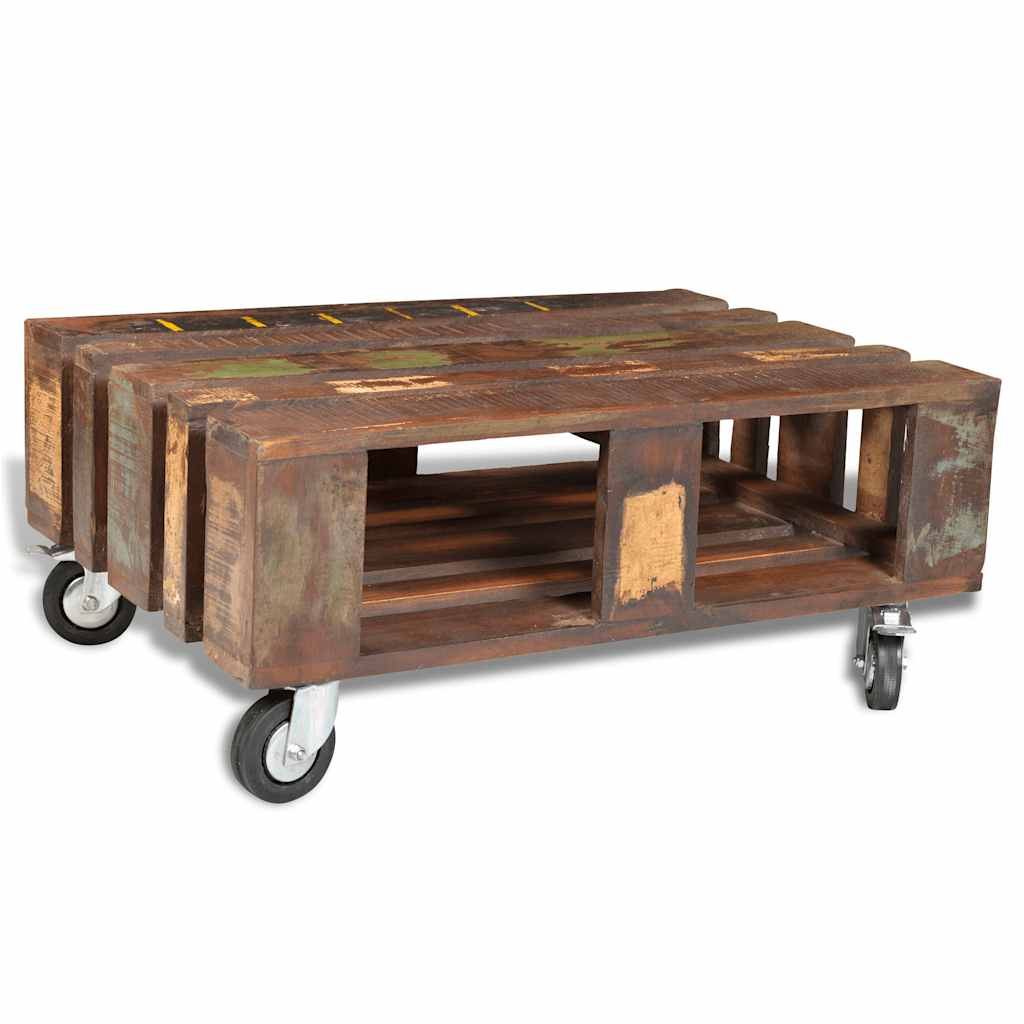 Vidaxl salontafel met 4 wielen gerecycled hout