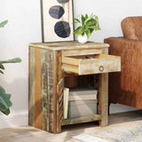 Vidaxl bijzettafel met 1 lade en 1 deurtje gerecycled hout