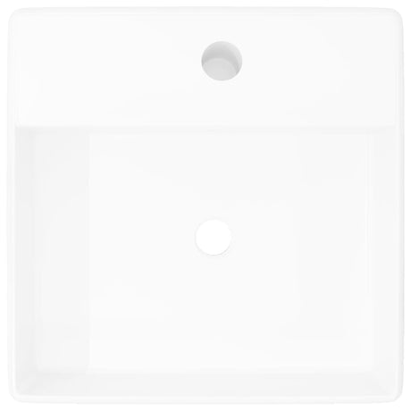 Vidaxl luxe wastafel met overloop en kraangat vierkant keramiek 41x41 cm
