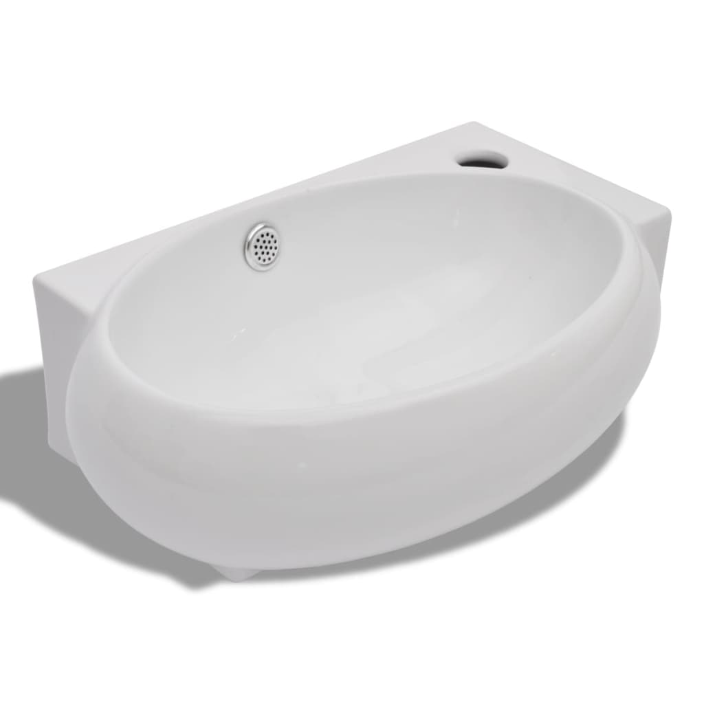 VidaXL Washbasin With Crane Hole And Landing Ceramic White