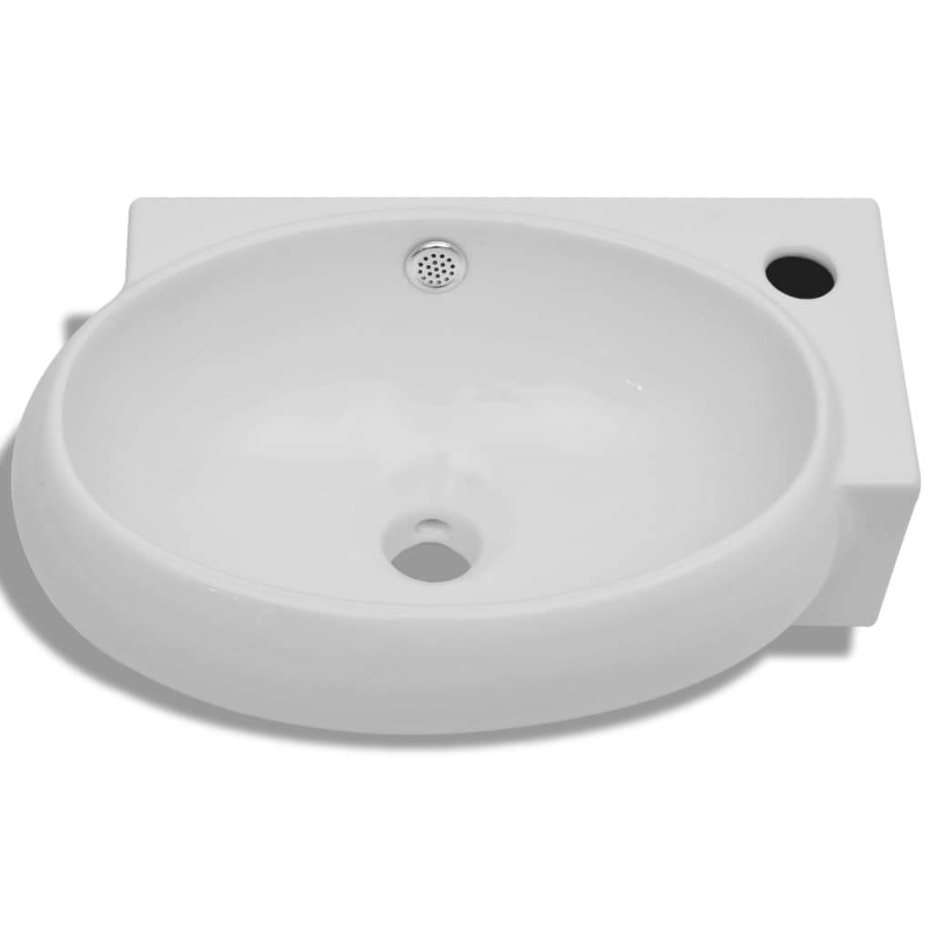 VidaXL Washbasin With Crane Hole And Landing Ceramic White