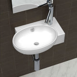 VidaXL Washbasin With Crane Hole And Landing Ceramic White