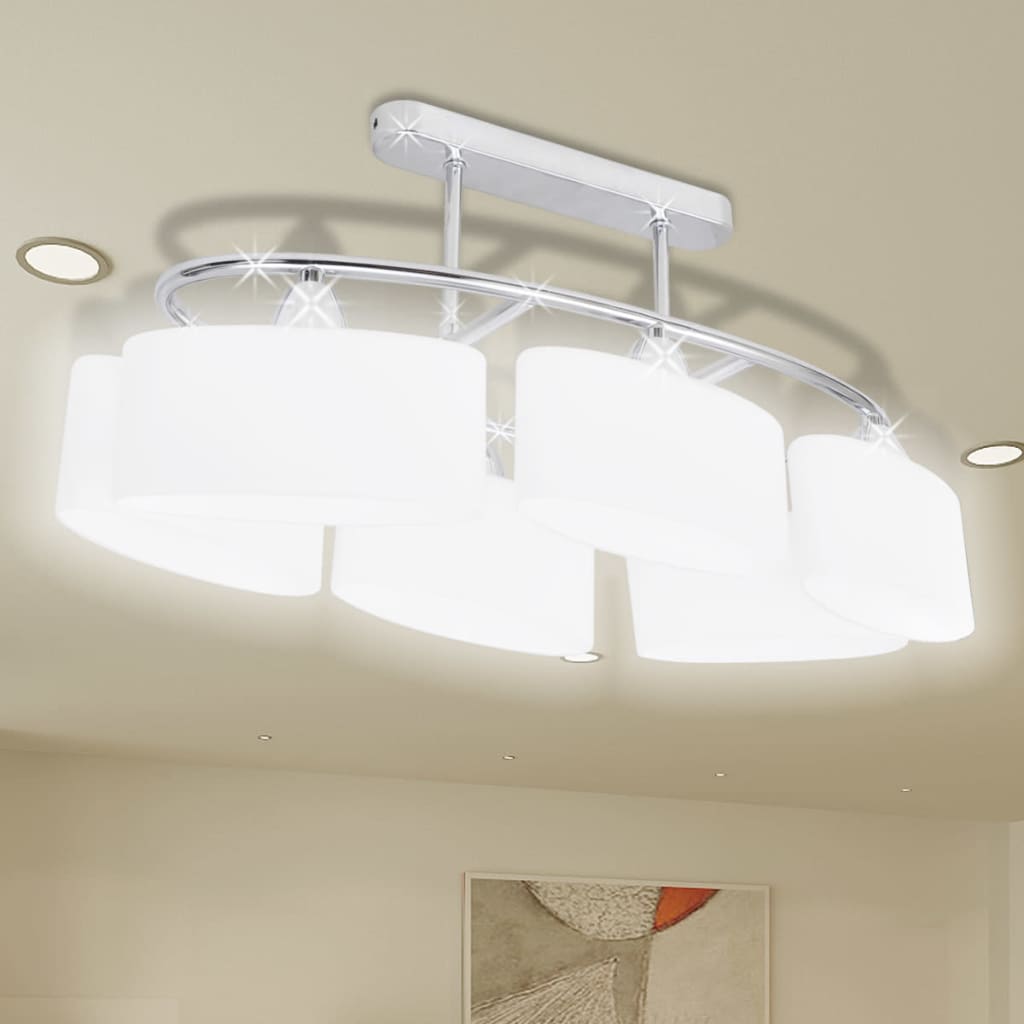 Vidaxl ceiling lamp with ellipse glass hoods 6xe14