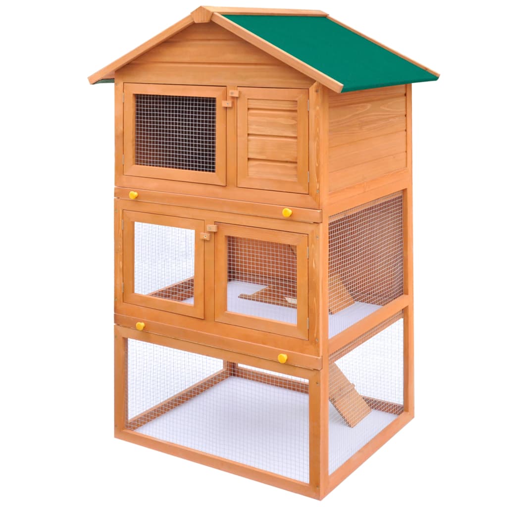 Vidaxl rabbit loft for outside with 3 floors of wood